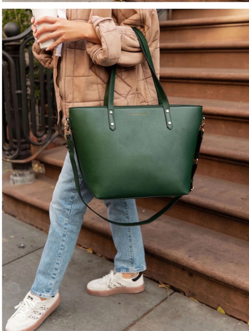 Poppy and Peonies Go-Getter Tote Heritage Green Bag